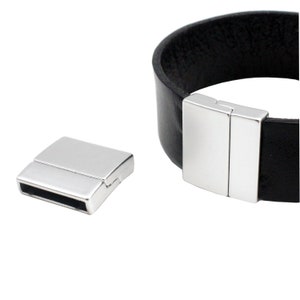 ShapesbyX 3セット 20mmx3mm 内穴マットシルバーブレスレット留め具と留め具、マグネット留め具ジュエリーエンドグルーイン 20x3 MT660-12
