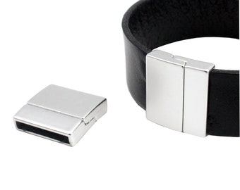 Matzilveren magnetische armbandsluiting, sieraaduiteinde, 20 mm, 3 sets