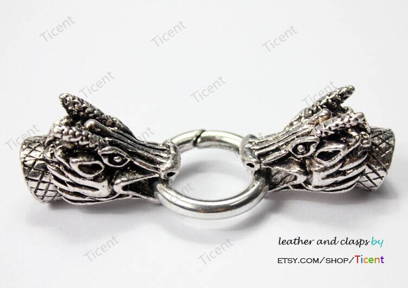 10mm Hole Antique Silver Dragon Two Dragons Etsy