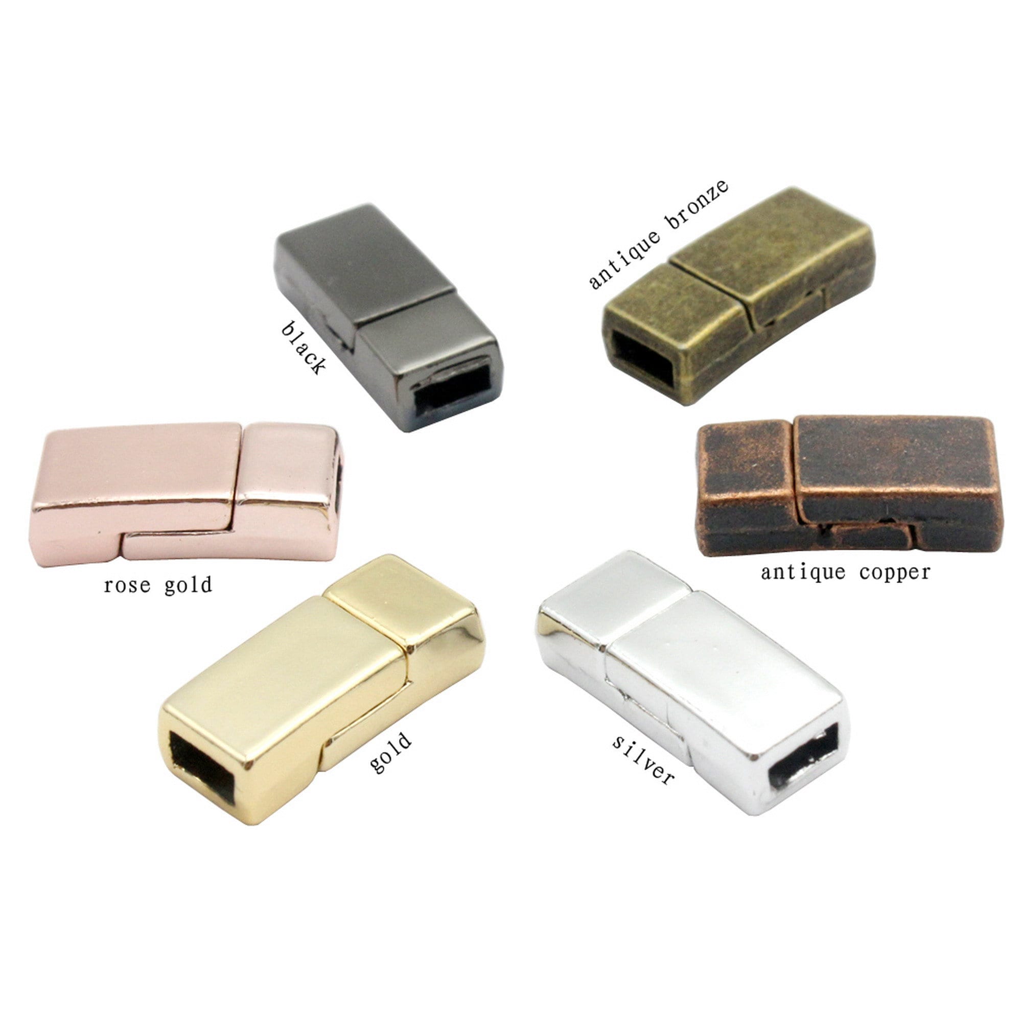 10 Pieces 5mm Flat Magnetic Clasps for Jewelry Making Leather Strap Glue in  5x2mm Hole Silver