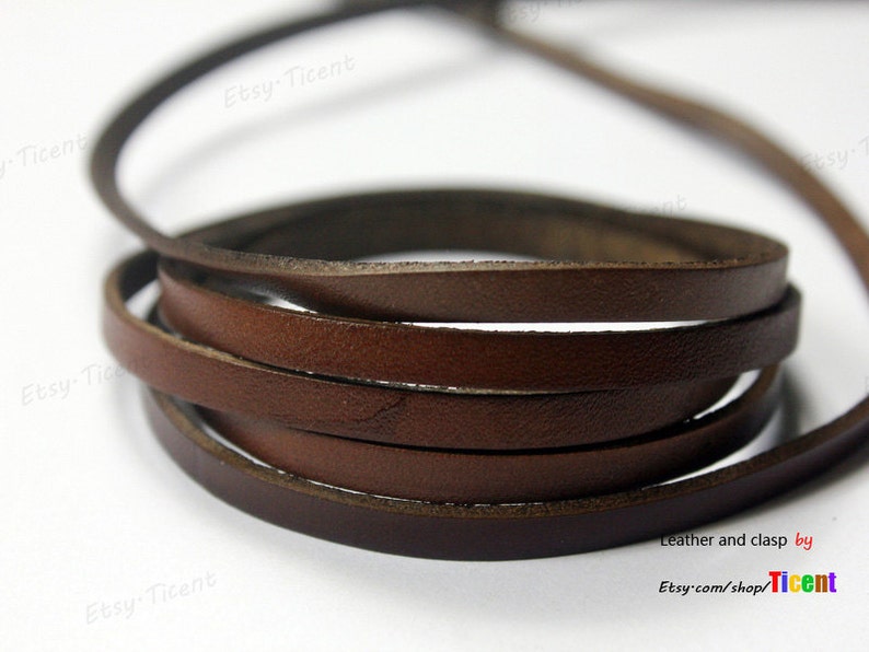 5mm Leather Bracelet Strip GF5M-134 5mmx2mm Dark Brown Flat Distressed Leather Cord