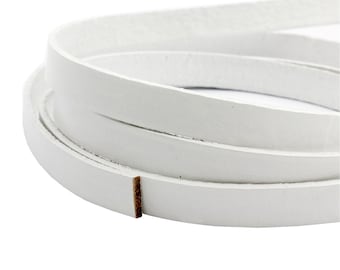 10mm Flat Leather Strip White 10mmx2mm Leather Band for Bracelet Making Watchband GF10M-84