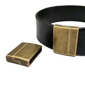 ShapesbyX 3セット 20mmx3mm 内穴 アンティークブロンズ ブレスレット留め金と留め具、マグネット留め金 ジュエリーエンド グルーイン 20x3 MT660-1