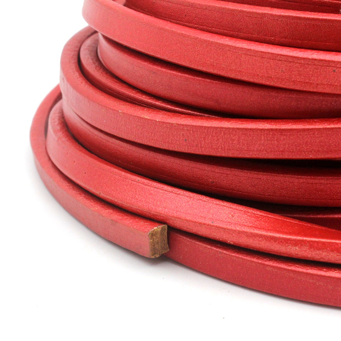 1 Yard Metallic Red Licorice Leather 10mmx6mm Oval Licorice Etsy