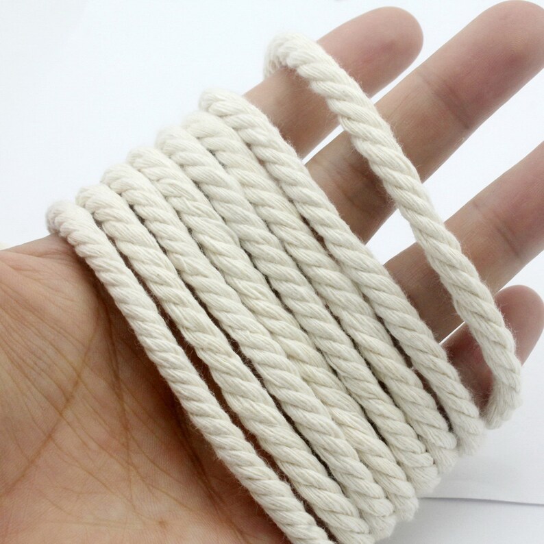 5 Yards Braided Cord Macrame Cotton Ropes Milk White 5mm 6mm Etsy