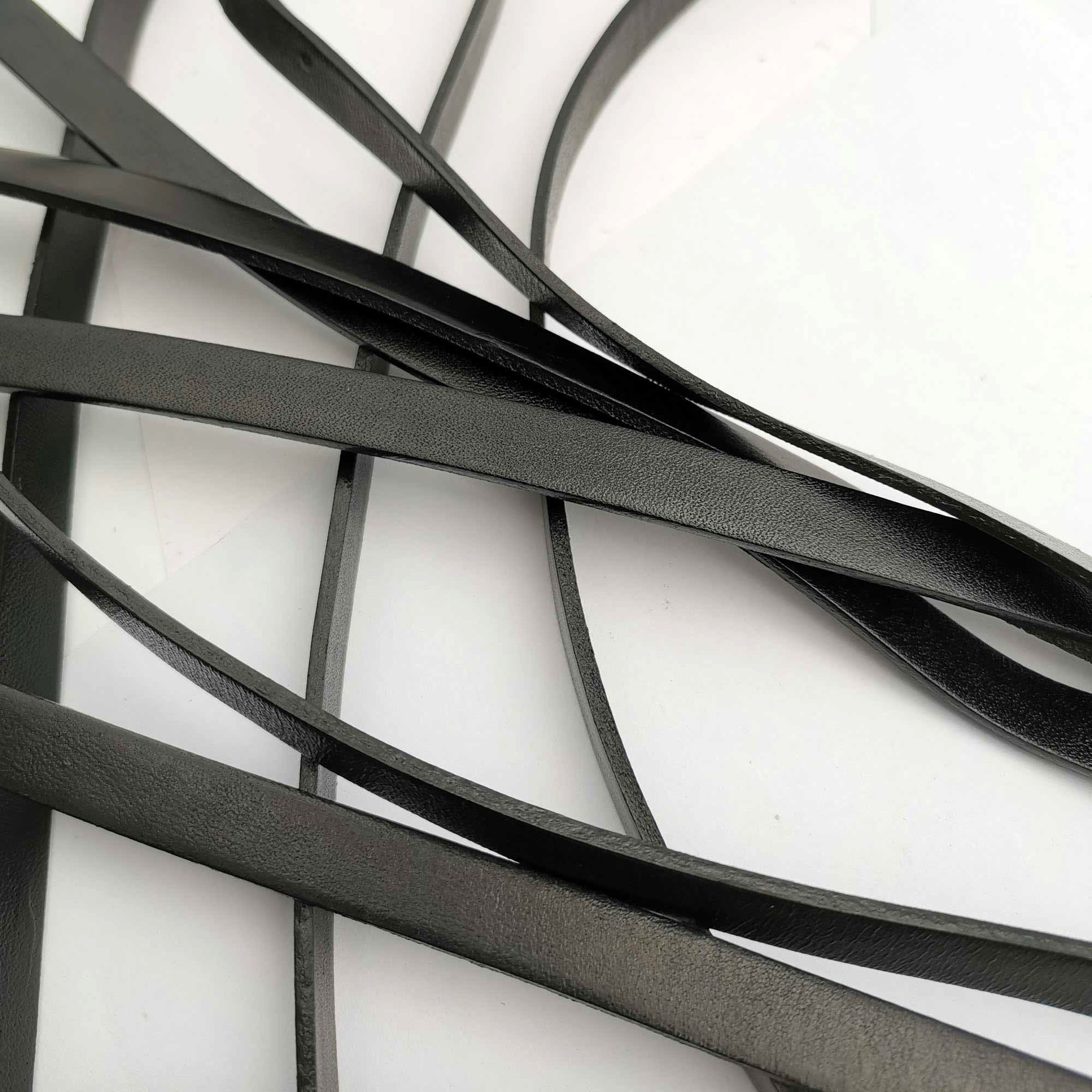 4 Pieces 18 Inches Black Flat leather Strip 10x2mm Black Core Etsy