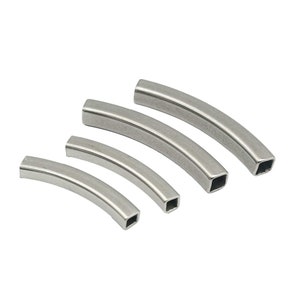 ShapesbyX 4 Pieces Raw Stainless Steel Tubes/Pipes Square Beads Separators 4mmx4mm/3mmx3mm Inner Jewelry Making SF174-2