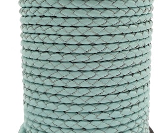 ShapesbyX 3mm Round Baby Blue Bolo Leather Cords, 3mm Woven Braided Leather 1 Yard BP3M52