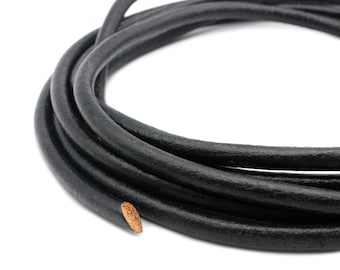 ShapesbyX 5mm Round Black Leather Cord 1 Yard RLG5M-10