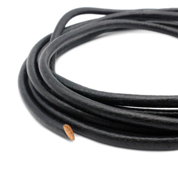 5mm Round Black Leather Cord 1 Yard RLG5M-10 - Etsy
