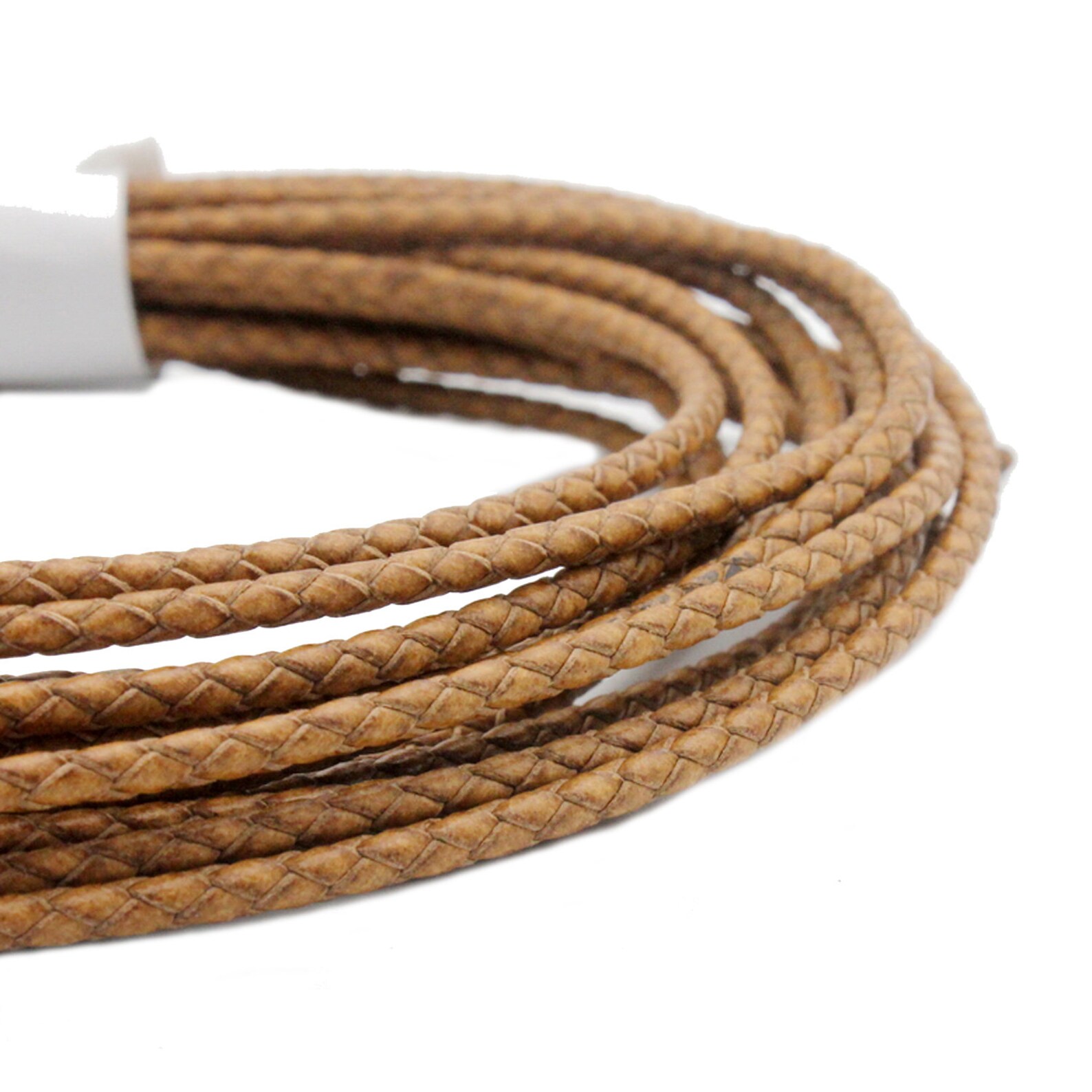 3mm Round Braided Leather Cord Tan Distressed Leather Bolo Tie Etsy