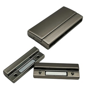 ShapesbyX 2ピース マットブラック マグネットクラスプ ブレスレット作成用 40mmx3mm 内穴 フラットレザーバンド用 MT511-16
