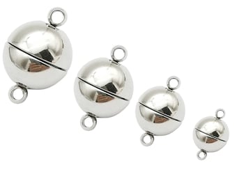 ShapesbyX 2 Pieces 6mm 8mm 10mm 12mm 14mm Round Ball Stainless Steel Magnetic Clasp for Bracelet Necklace Making Opening  Magnetic Function
