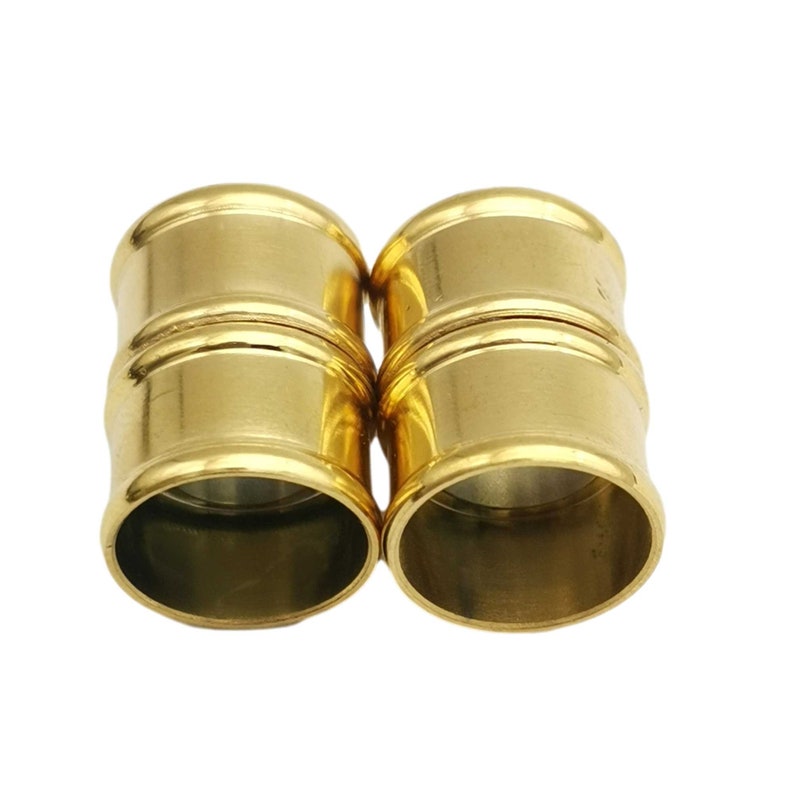 18K Real Gold Plated Stainless Steel Magnetic Clasps 12mm Round Hole Bamboo Shape Strong Magnet Jewelry Making Cord End MT12M-SS2