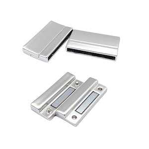 マグネット式ブレスレット留め具と留め具 2個パック 35mmx3mm 内穴 マットシルバー/ゴールド留め具 フラットレザーストリップ用 接着式 MT714-1