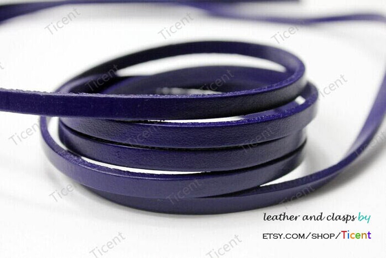 5mm Royal Blue Flat Leather Cord 5mmx2mm Coated Leather Strip-1 YARD GF5M122