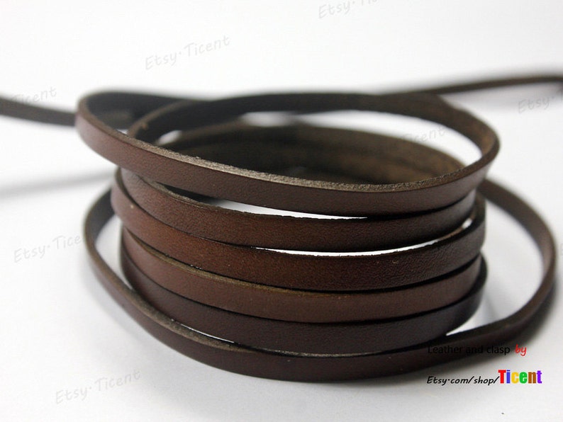 5mm Leather Bracelet Strip GF5M-134 5mmx2mm Dark Brown Flat Distressed Leather Cord