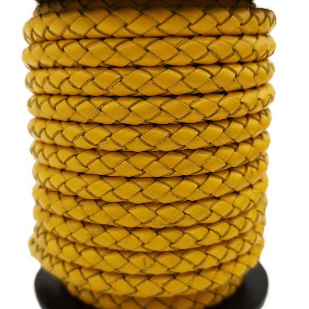 5mm Round Yellow Leather Cord Braided Leather Bracelet Making Etsy