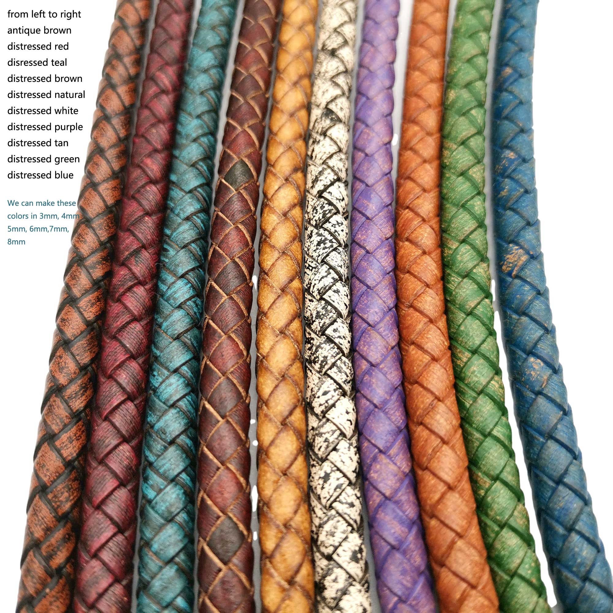  5 Mets Dia 6mm Round Braided Leather Cord-Braided