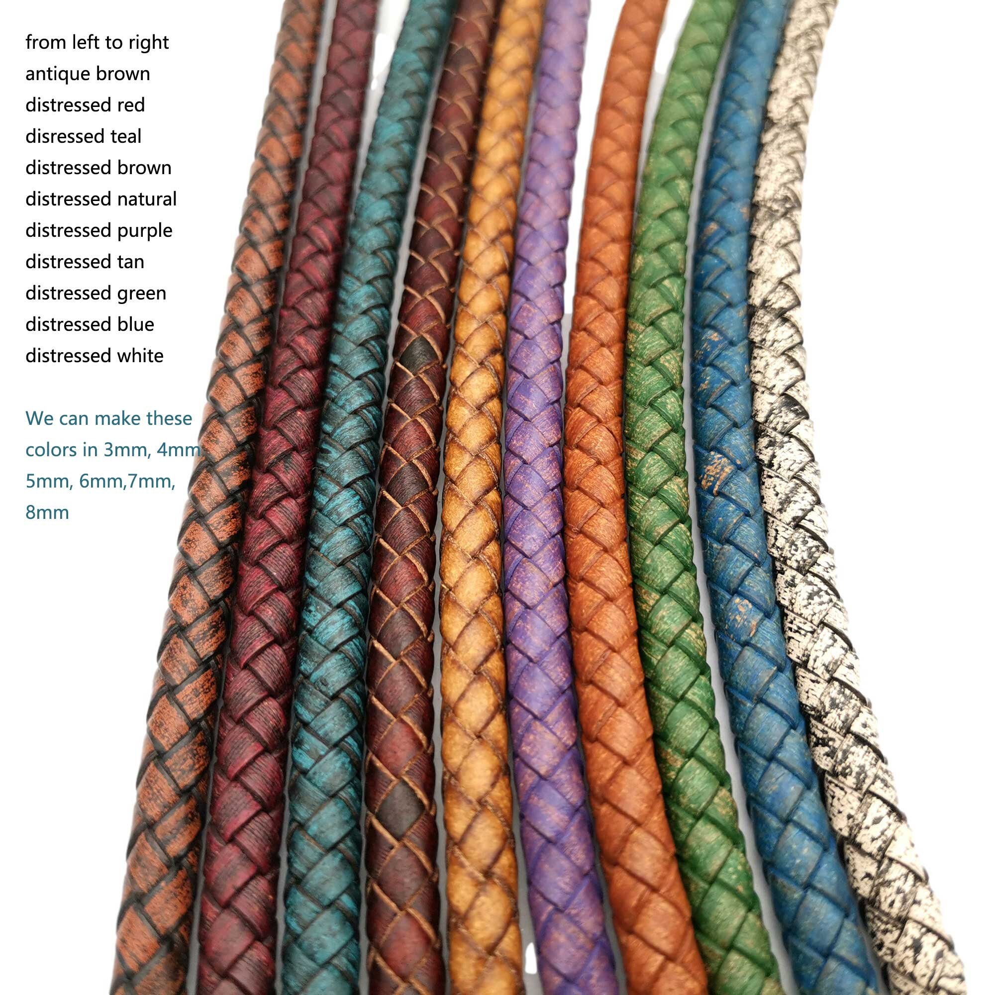 Braided Leather Strap for Bracelet Making 6mm Distressed Blue Etsy UK