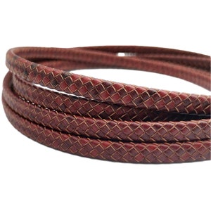 ShapesbyX 7mmx3mm Braided Flat Leather Cords for Bracelet Making Leather Bolo Strap 7mm Wide BP7M7-1