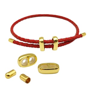 ShapesbyX Gold Jewelry End Adjustment 3mm Hole for 3mm Round Cord Bracelet Necklace Clasps MT3M453