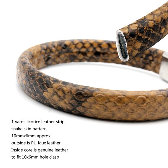 1 Meter Beige Snake Skin Pattern 10x6mm Licorice Leather Jewelry Making Cords