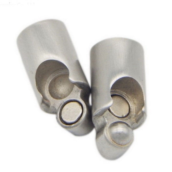 5mm Round Hole Brushed Stainless Steel Magnetic Clasp/Closure By Set MT5M549