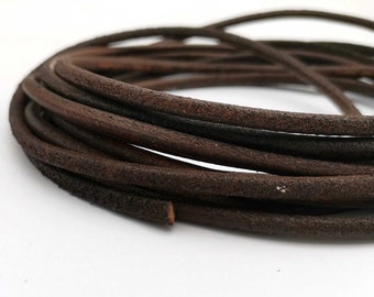 ShapesbyX 4mm Round Old Brown Tan Round Leather Cords 2 Yards RLG4M-238