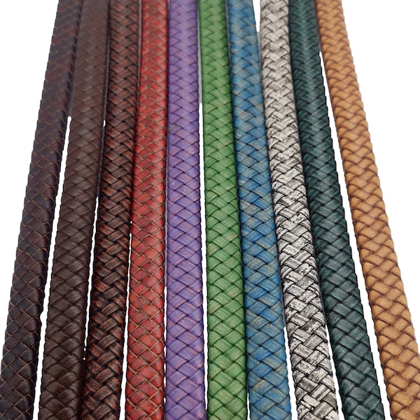 ShapesbyX 12mm x 6mm artisanat en cuir pour la fabrication de bracelets bracelet en cuir tressé couleur Antique SLL233-0-1