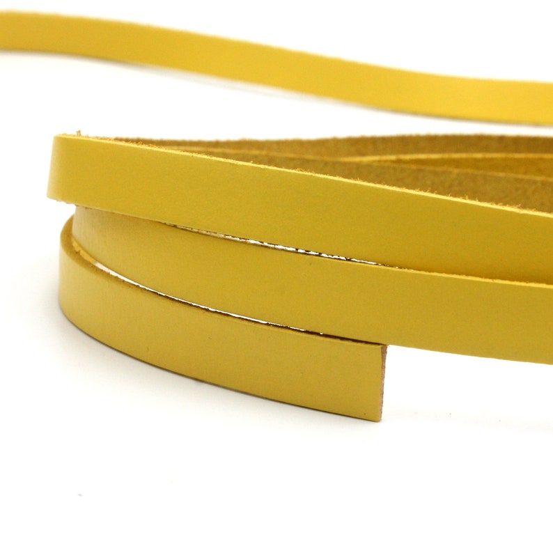 10mm Flat Leather Strip Yellow 10mmx2mm Genuine Leather Strap WatchBand GF10M-104