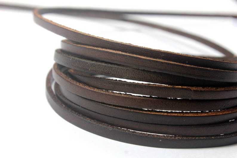 Color Coated Genuine Leather Strip GF34M218 2 Yards 3mm Distressed Dark Brown Flat Leather