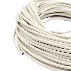 ShapesbyX 9 Feet 3mm White Genuine Leather Cords, Round Real Cowhide Leather Color RLG3M-8