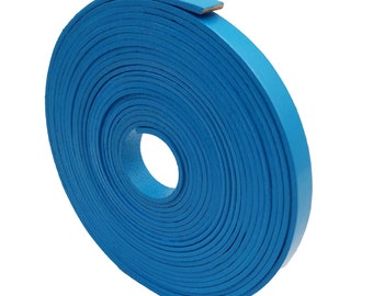 Pulseira de couro legítimo azul brilhante, com 10 mm de espessura, para relógio.