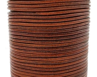 2mm Round Genuine Leather Cord, Jewelry Making, 5 Yards