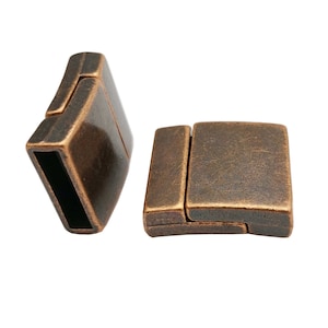 Antique Copper Magnetic Clasps: 15mm Bracelet End Findings