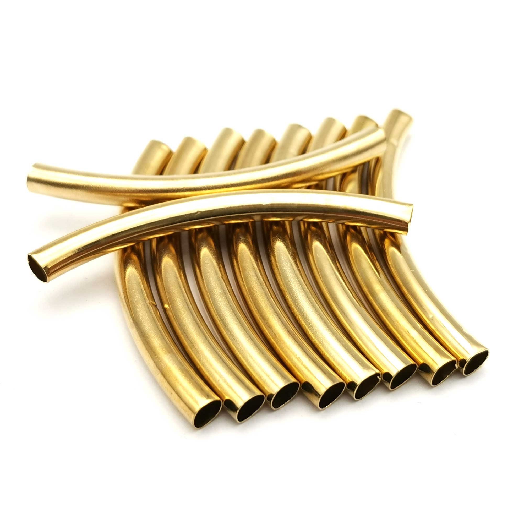 10 Pieces 45mm Long3.5mm Hole Gold on Brass Curved Etsy