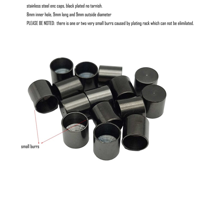 ShapesbyX 10 Stück Schwarz Edelstahl Schnur Endkappen für Schnurkleber In 10mm,8mm,6mm Bindebänder für Kleidung, Schmuck, Schuhe SF168-14-8 Bild 7