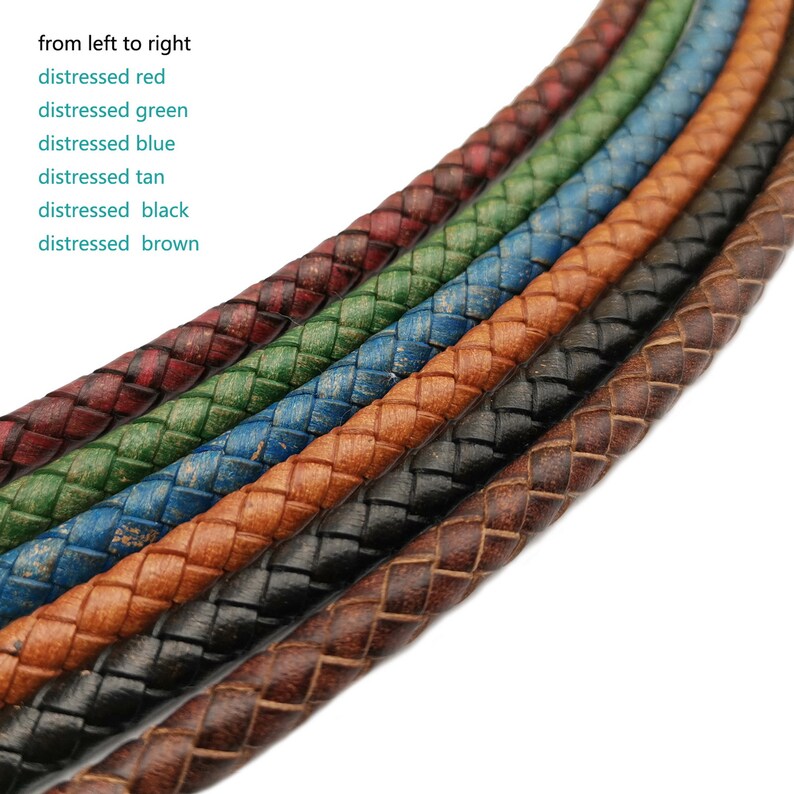 Braided Leather Strap For Bracelet Making 6mm Distressed Color Etsy