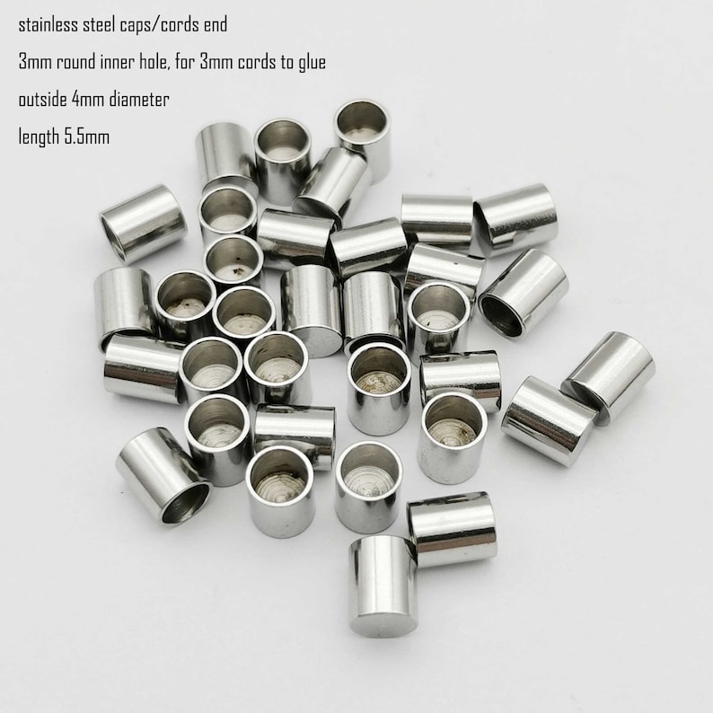 ShapesbyX 10pcs Stainless Steel Cord End Cap from 2mm to 10mm Jewelry Making Beads Tie Ends Cap image 3