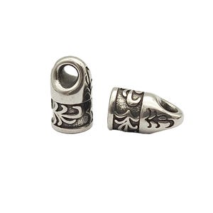 ShapesbyX 2pcs Stainless Steel Cord End Cap with Loops 6mm Round Inner Hole for 6.0mm Cord Antique Silver SF208-1