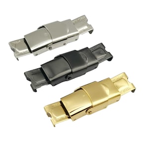 ShapesbyX 3-delige gouden roestvrijstalen horlogeband klauwsluiting voor siliconen polsband, voor 10 x 2 mm 10 x 3 mm leren strips MT347-1-2