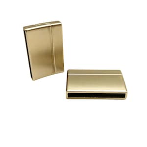 ShapesbyX 2個パック マットゴールド/シルバー マグネット留め金 30mmx3mm 内穴 マグネットブレスレットエンド 30x2 30x3 レザーストリップ接着剤用 MT547-4