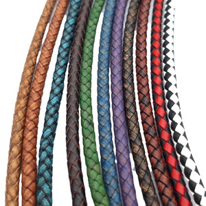 ShapesbyX 5mm Round Braided Leather Strap for Bracelet Making Antique Color BP5M118