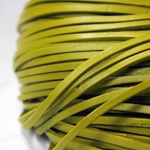 ShapesbyX 2 Yards 3mm Apple Green Flat Leather, 3mmx2mm Real Leather Strip GF34M-211