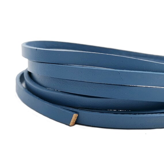 5mm Royal Blue Flat Leather Cord 5mmx2mm Coated Leather Strip-1 YARD GF5M122