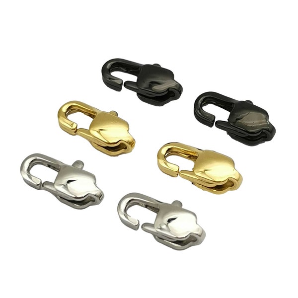 ShapesbyX 3 Pieces Polished 316L Stainless Steel Lobsters Clasps 11mm/13mm Long Gold Black CB Hook Lobster SC108