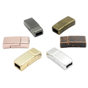 ShapesbyX 3 Pieces Magnetic Clasps for Jewelry Making Flat Leather Bracelet Glue in 5x2mm Inner Hole MT588