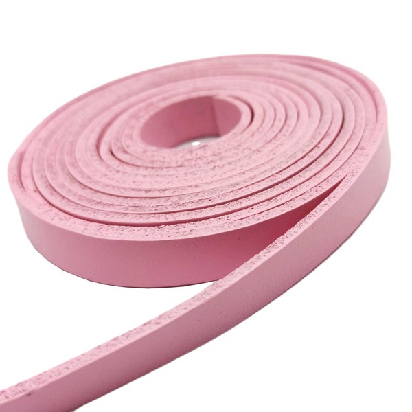 ShapesbyX 10mm Flat Leather Strip Pink 10mmx2mm Genuine Real Leather Strap 1 Yard GF10M-85