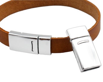 ShapesbyX 3 Pieces Silver Curved Magnetic Closure Clasp Bracelet Making Jewelry Supply Leather Strip Glue 10mmx2mm Inner Hole MT558